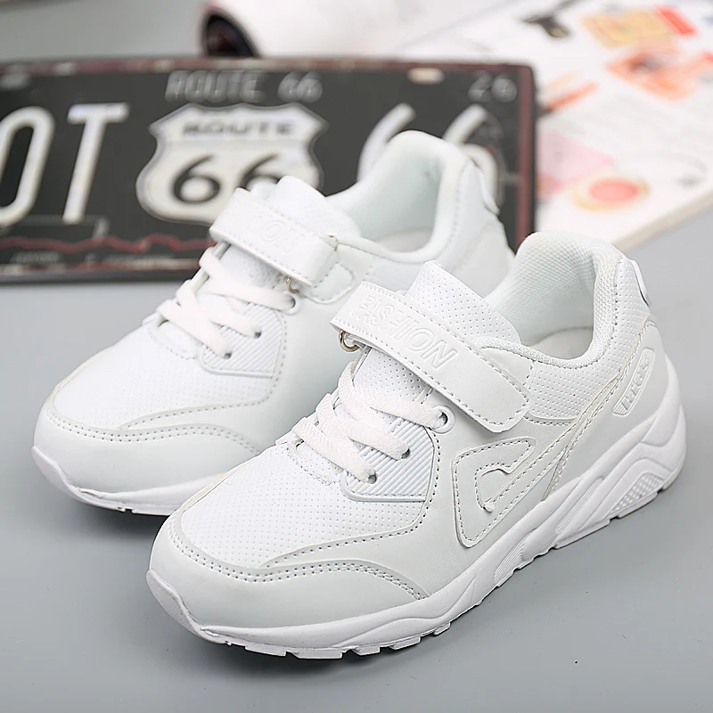 Обувь с дышащей сеткой кожа Кроссовки для девочек мальчиков Дети Белый