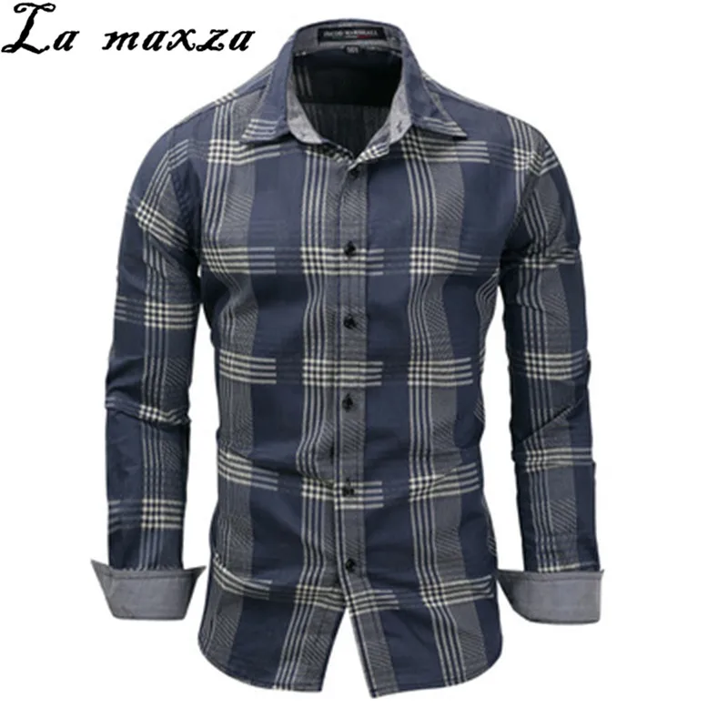 

Мужская рубашка с длинным рукавом, в клетку, 3XL