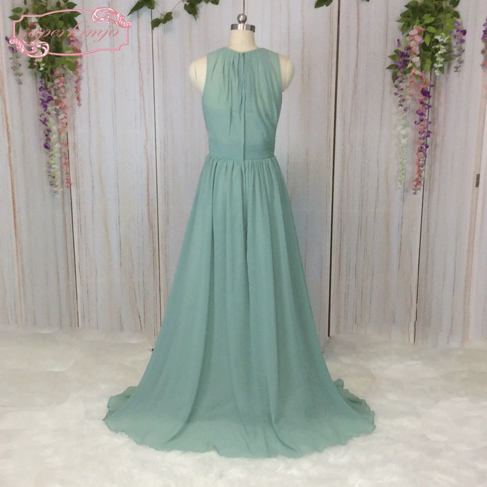Шифоновые платья для подружек невесты длинные зеленого цвета дешевые элегантные