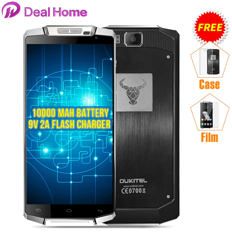 Case+Film)gift!Original Oukitel K10000 4G 5.5&quot Android 6.0 MTK6735P Quad Core 10000mAh 2GB RAM 16GB ROM Mobile phone | Мобильные