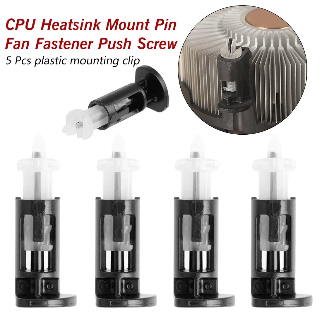

Centechia 5Pcs Plastic Mounting Clip for Intel 4 Way CPU Coolers For CPU Heatsink Mount Pin Plastic Push Screw Cooler Cooling