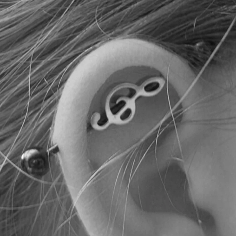 UVW038 1 шт., панковские многофункциональные хирургические стальные музыкальные нотки, промышленные хрящи, серьги-гвоздики для женщин, пирсинг для тела, ювелирные изделия