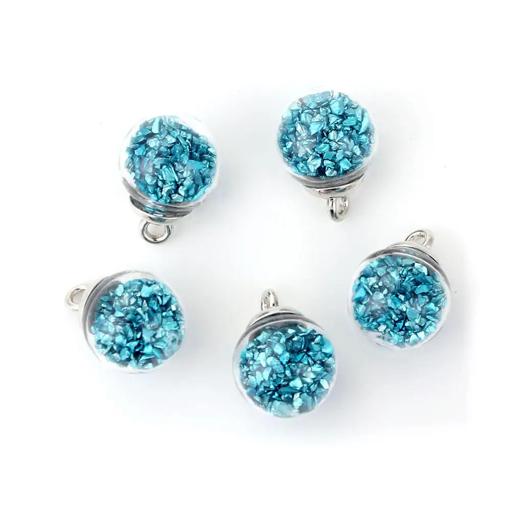 lake blue DoreenBeads прозрачный стеклянный шар пузырьковая бутылка каменный Шарм Подвеска ювелирные аксессуары 22 мм(7/") х 16 мм(5/8") 10 шт - Окраска металла: lake blue