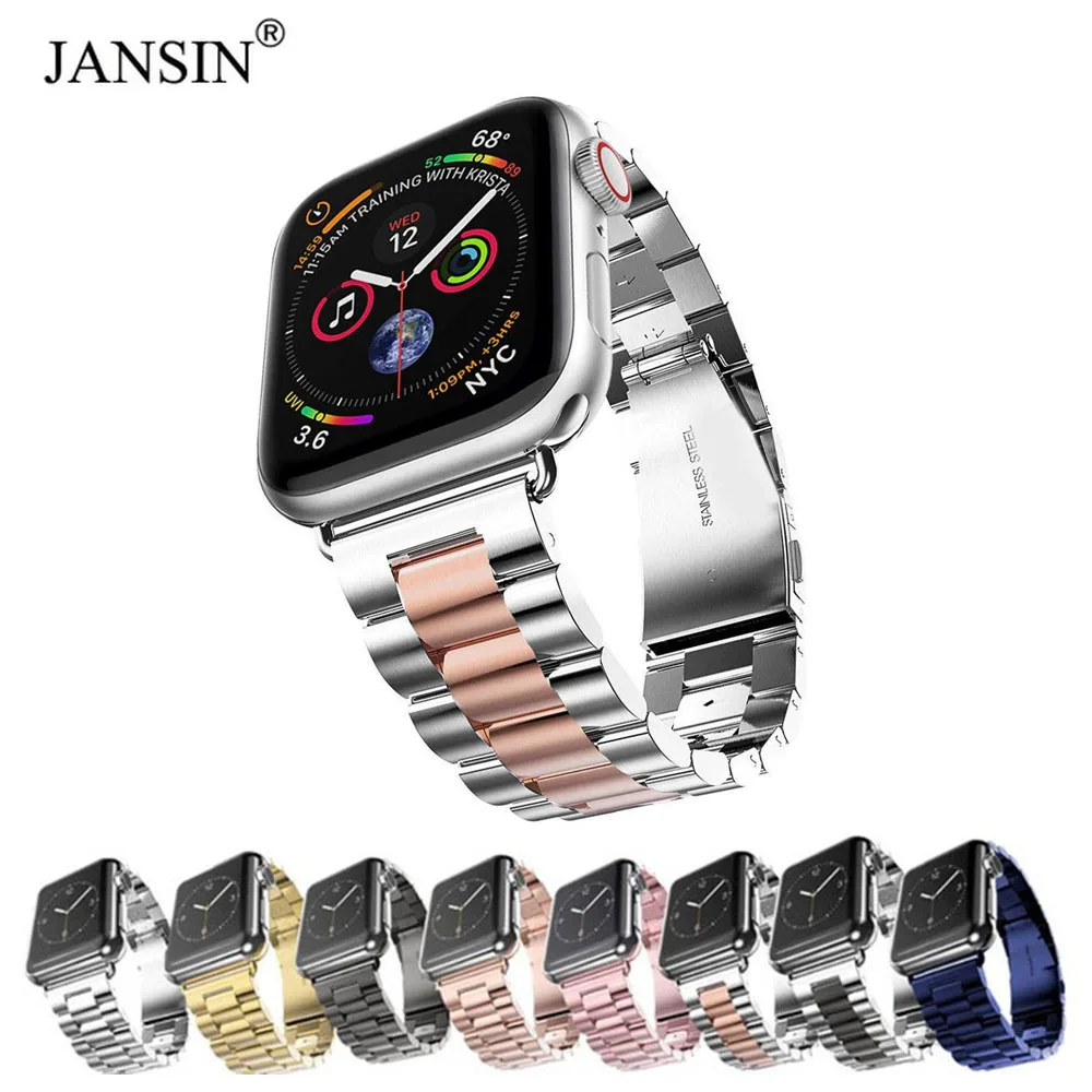Ремешок для Apple Watch 44 мм 40 мм 38 мм 42 мм модный металлический спортивный браслет из нержавеющей стали ремешок для iWatch Series5 4 3 2 1 ремешок для часов