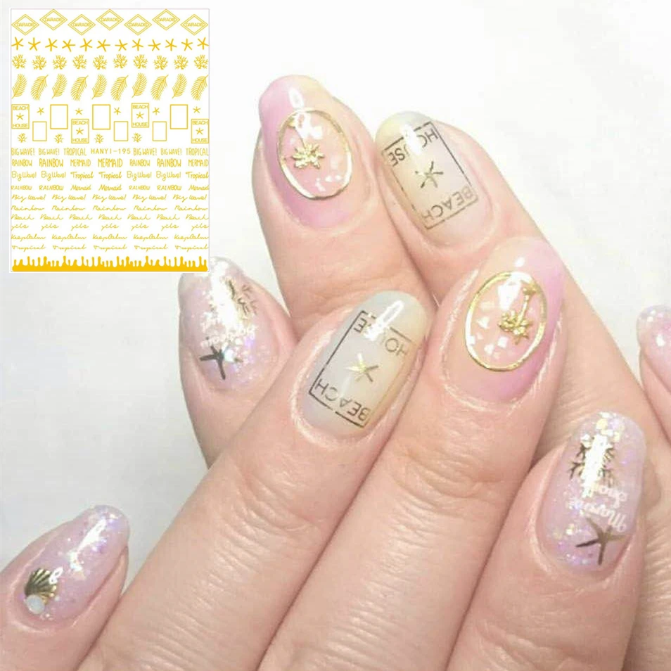 

HANYI series HANYI-195 gold heart DESIGNS COOL стикеры 3d на ногти nail art decal шаблон diy nail tool Decoration