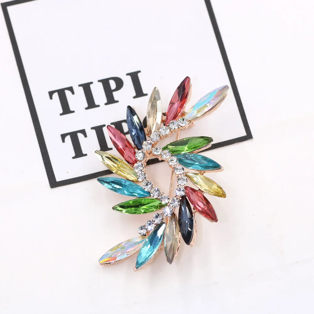 PULATU Creative Geometric Pattern Women's Brooches Alloy Mosaic Colorful Crystal Large Brooch Pins for Clothing High Quality | Украшения