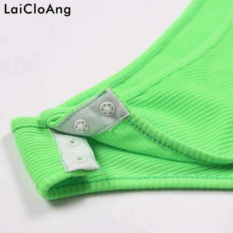LaiCloAng летний Боди на молнии с высоким воротом женский короткий рукав ребристый