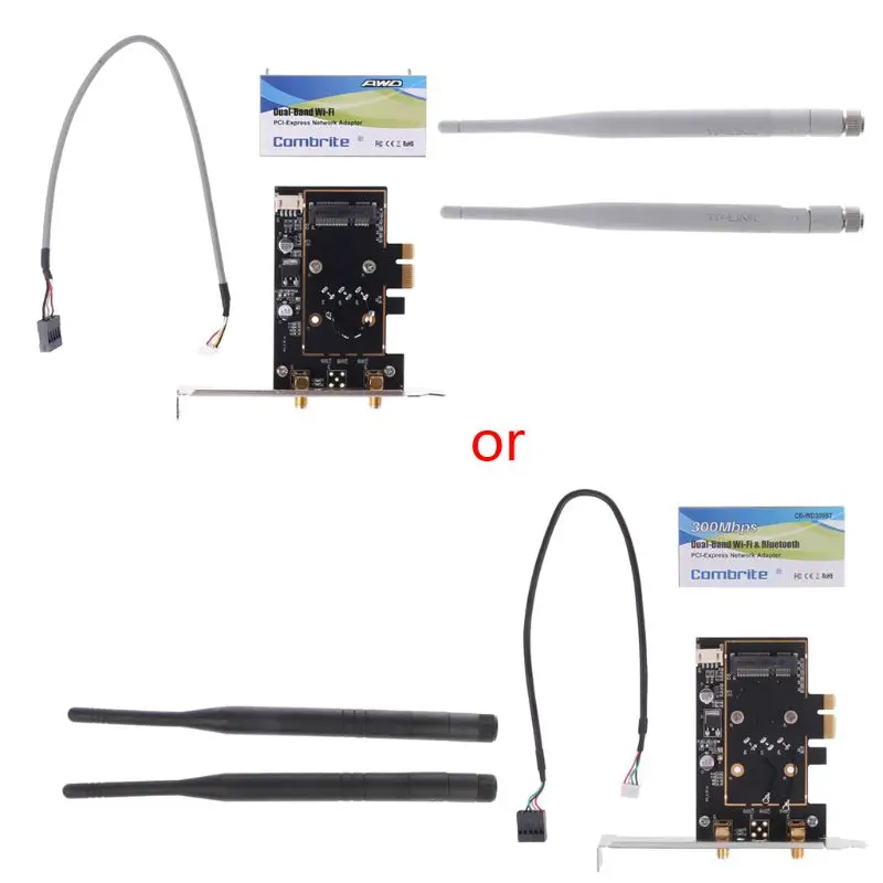 Mini BCM4352 867 Мбит/с + Bluetooth BT 4 0 802.11AC/BGN PCI E адаптер для настольного ПК с Wi Fi антеннами| |