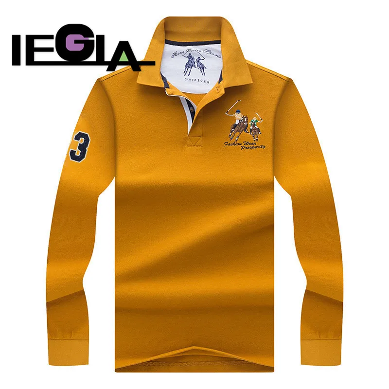 Polo Shirt Men New Brand Long Sleeve Shirts Fashion Embroidery Cotton Breathable Striped Polos Camisa Masculina Clothing | Мужская