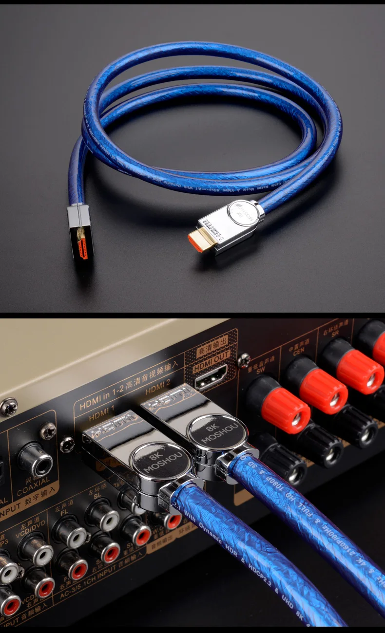 8K HDMI 2,1 кабели 48 Гбит/с 8K@ 120 Гц 4K60@ Гц поддержка динамического HDR 4:4:4 HDCP 2,2 3D для ТВ усилитель проектор Blu-Ray видео MOSHOU