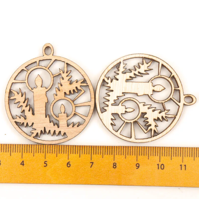 

Деревянные новогодние подвески 10 шт