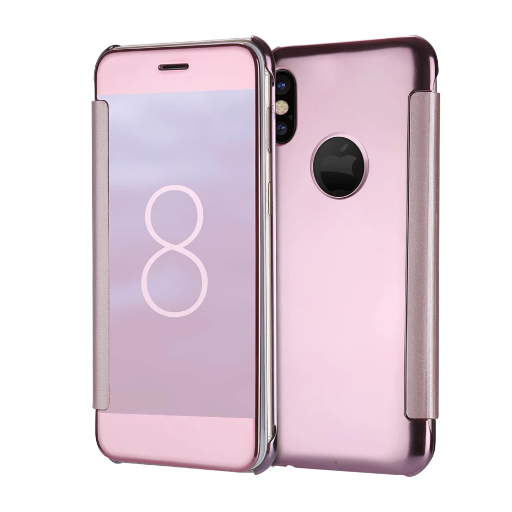 Роскошные Покрытие Clear View Зеркало Жесткий ПК для iphone 8 X случае 5S 5SE 6 6S плюс 7 Plus