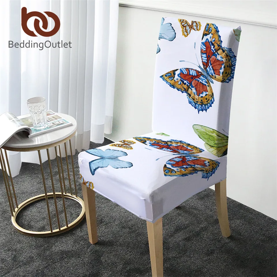 Раскладной чехол для стула с изображением летающих бабочек съемный большой