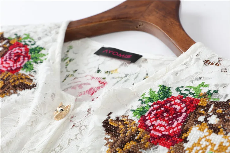 Лето 2019 г. BOHO белая кружевная блузка рубашка для женщин взлетно посадочной полосы