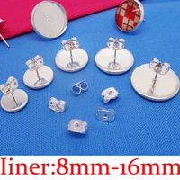 20set new sterling silver plating ear back stopperear stud with fit 810121416mm cabochon blank base diy jewelry making