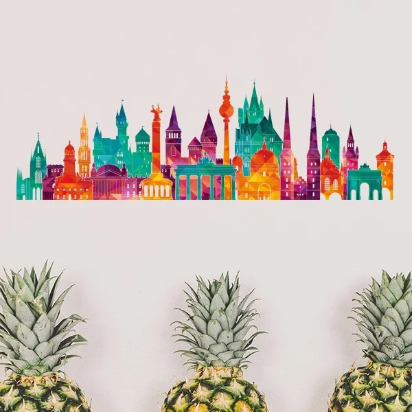 

Germany Famous Building Set Landmark Illustration Pattern Removable Wall Sticker Art Decals Wallpaper for Room Decal