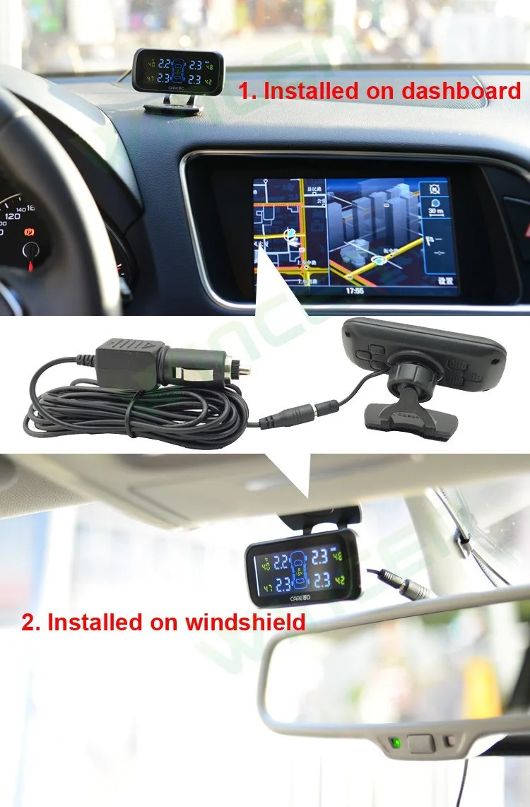 TPMS с цветным экраном внутренним датчиком мониторинга напряжения батареи
