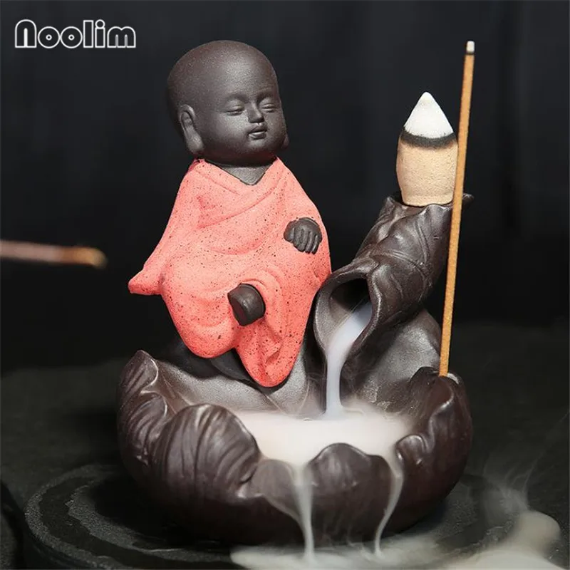 Zen Little Monk горелка для благовоний с обратным потоком фиолетовая глина домашний