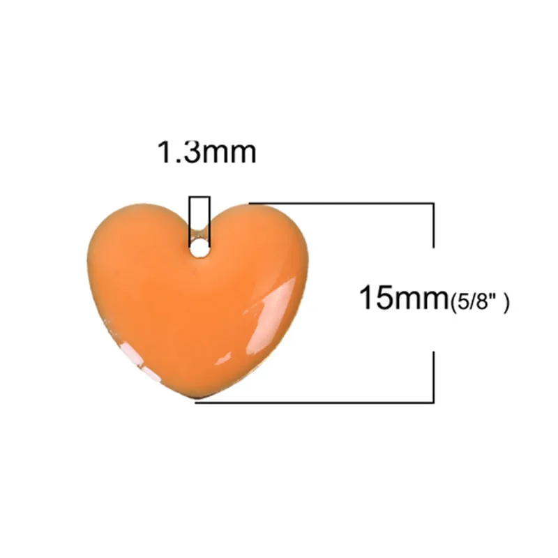 DoreenBeads Fashion Copper Enamelled Sequins Pendant Heart Unplated Colorful Enamel Jewelry DIY 16mm x16mm( 5/8&quot x 5/8&quot) 10 PCs |