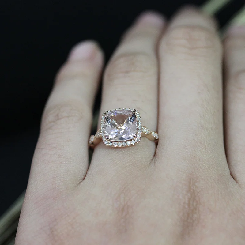 

DUPUY Elegant Engagement Ring Women Fashion Exquisite Morganite Ring Valentine's Day Gift Classic Final Jewelry Ring D180259