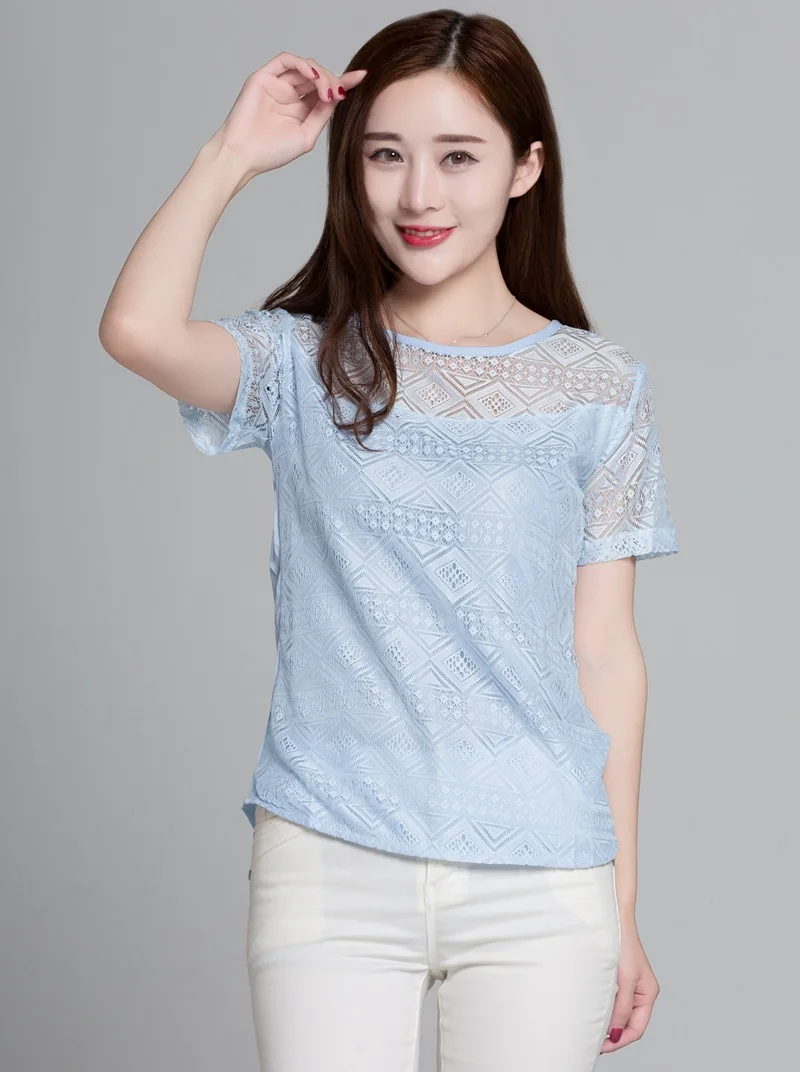 Новая женская одежда шифоновая кружевная блузка-кроше женские корейские рубашки