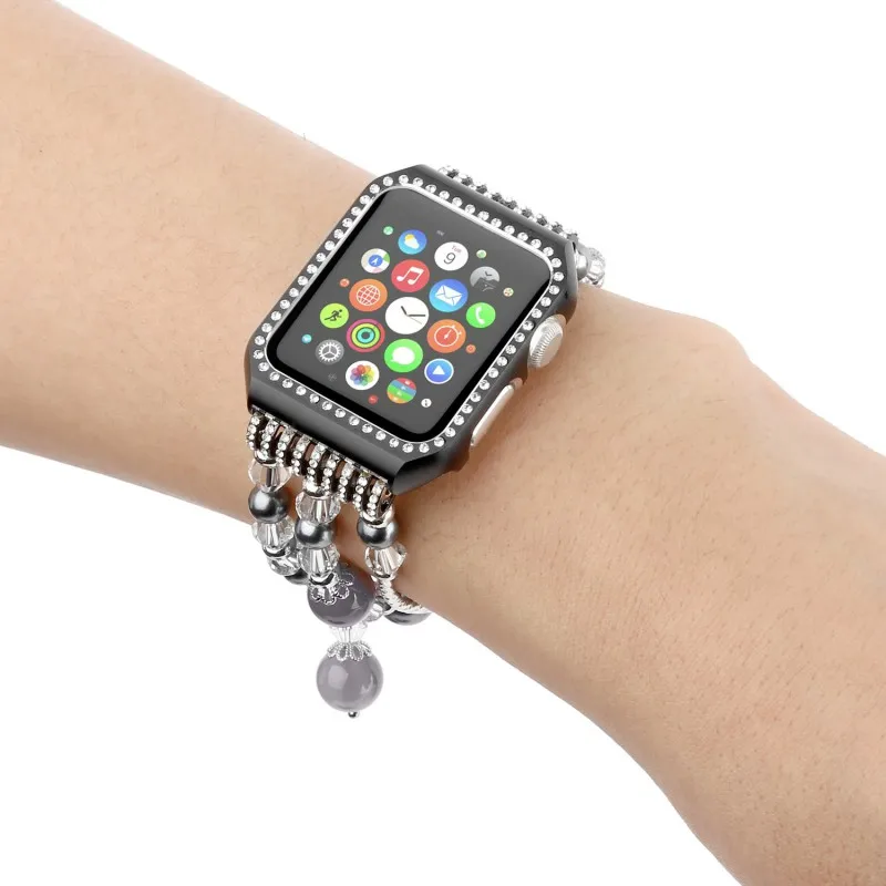 Чехол со стразами, украшениями для наручных часов Apple Watch, чехол, 42 мм, 38 мм, версия Для женщин Агат ремешок для наручных часов Apple Watch серии 1/2/3 браслет для наручных часов