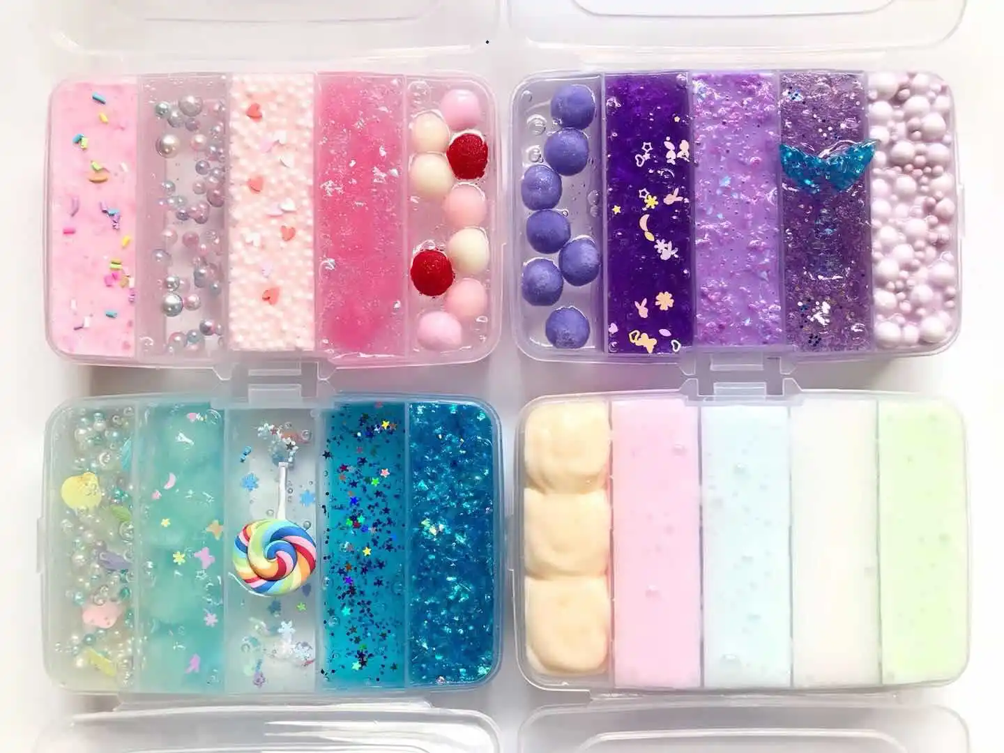 Five GongGe girl blue ocean is pure handmade DIY crystal mud slime chuo mud|Пластилин| |