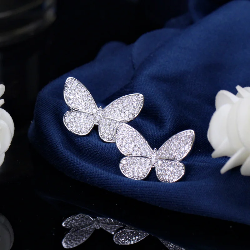 Милые Модные женские ювелирные изделия cwwzircon в форме бабочки|cubic zirconia stud earrings|fashion