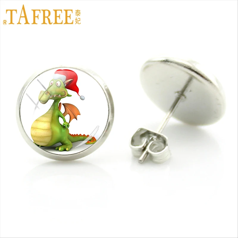 TAFREE Элегантные Очаровательные стеклянные серьги с фотографией снежной сцены для