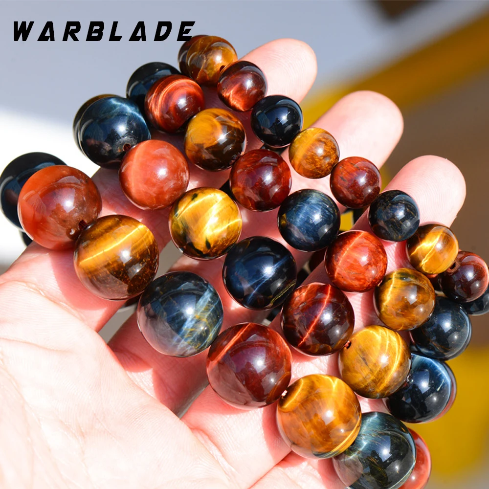 

WBL 2018 New Natural Tiger Eye Stone Bracelet 8mm-18mm Yellow Blue Red Tiger Eye Beads Bracelet Bangles For Men Women Jewelry