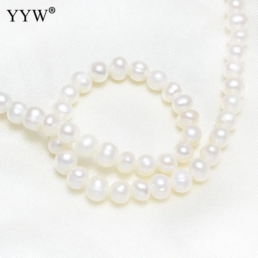 

Cultured Round Freshwater Pearl Beads natural white 5-6mm Sold By Strand