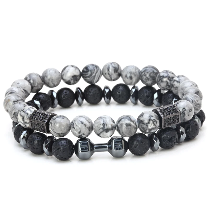 Браслеты mcllroy натуральный камень Для мужчин s Купер бисера Череп браслет с