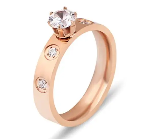 Rose Gold Высокое качество 316L титановая сталь Модные CZ zirockn женские кольца - Цвет основного камня: Rose Gold