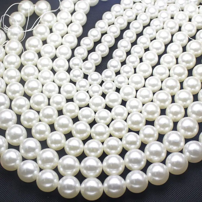 

Жемчужные бусины разных размеров, имитация стекла цвета слоновой кости, бусины «сделай сам» для ожерелья, украшение ручной работы для дома ...