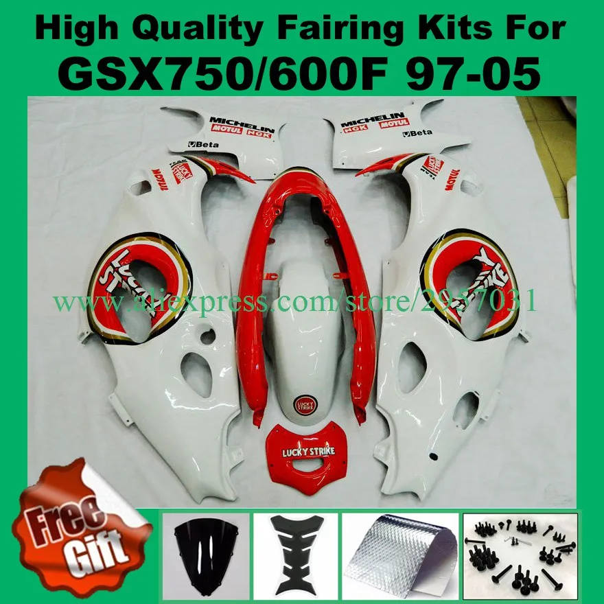 

9Gifts, fairing kit for SUZUKI GSX600/750F katana 1997 - 2005 GSX 600F 750F 97 98 99 00 01 02 03 04 05 fairings red white LUCKY