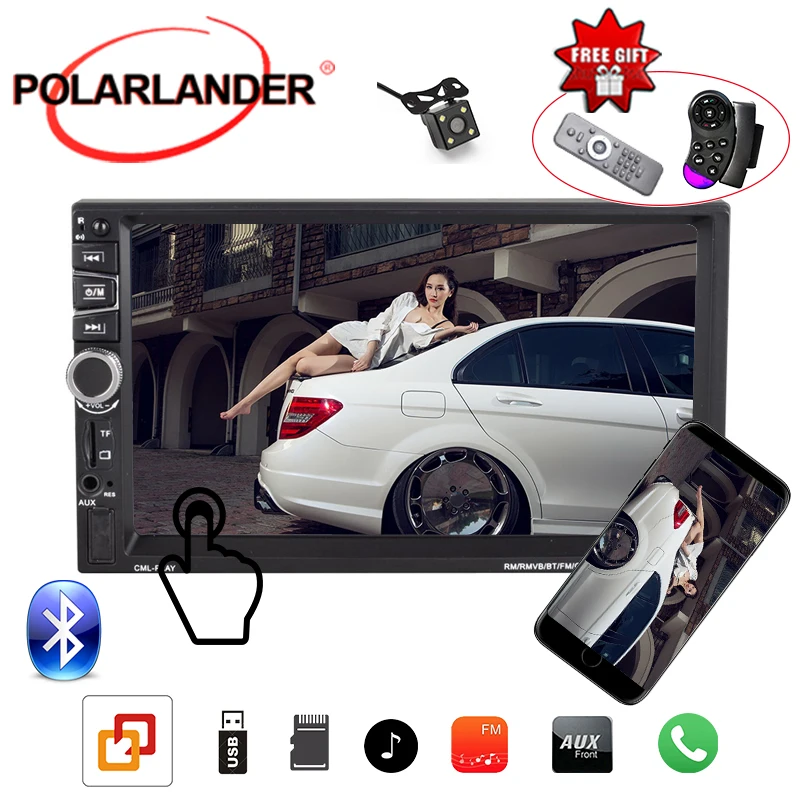 Автомобильный радиоприемник MP5 7 дюймов 2DIN Bluetooth FM/TF/USB/AUX стерео зеркальное