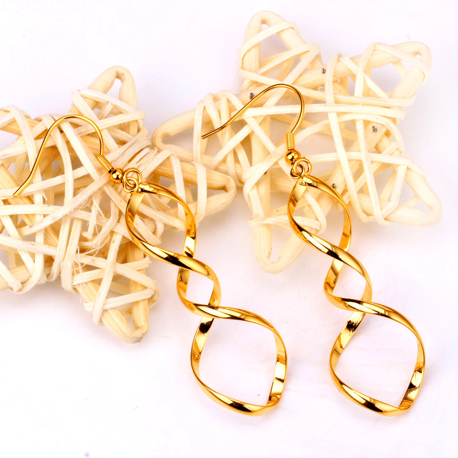 Серьги клипсы LUXUSTEEEL из нержавеющей стали уникальный стиль золотистого цвета