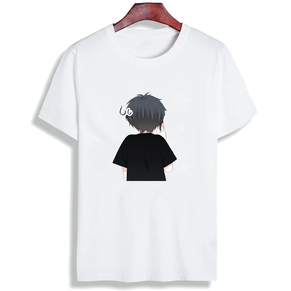 Ulzzang Harajuku/Новинка, одежда для пар, хлопок, футболка, Забавный любовник, аниме принт, короткий рукав, Топы И Футболки, модная повседневная футболка