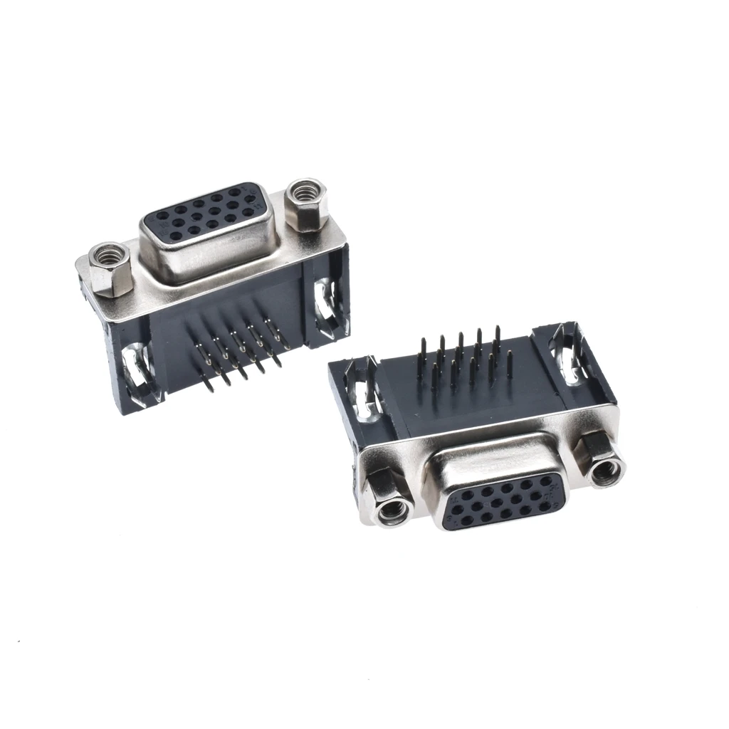 50 шт. DB15 DR15 3 ряда черный параллельный порт 15 Pin D Sub Женский/Мужской 15 способ PCB 90 градусов разъем DB15 разъем VGA адаптер - Цвет: female