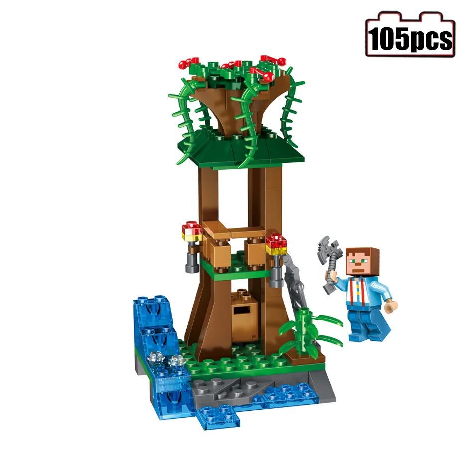 Qunlong Toys Mine World 4 in 1 Pavilion Windmill Building Blocks Children Educational Compatible Legoe Minecrafted City | Игрушки и