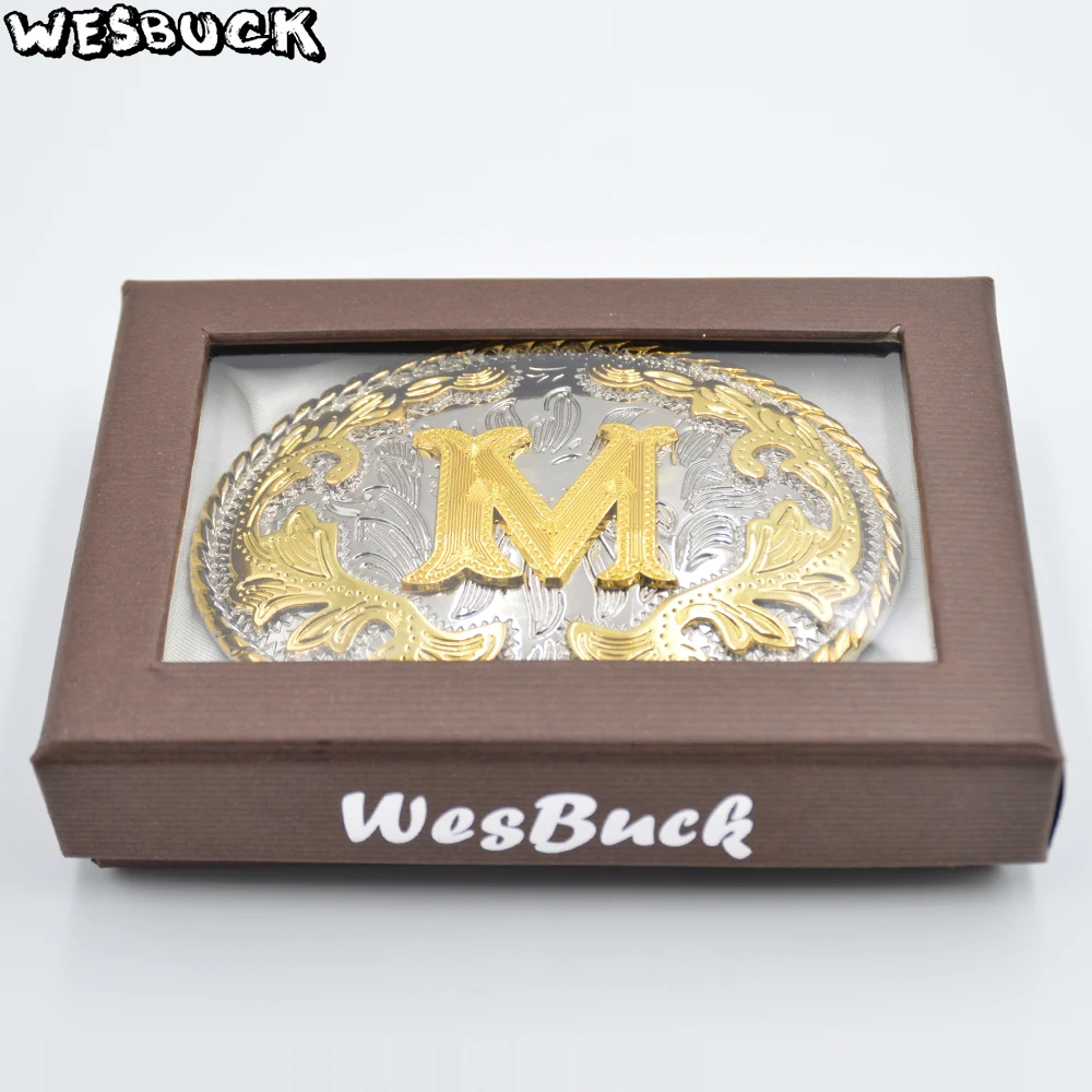 5 шт. MOQ WesBuck брендовая овальная 3D кружевная Золотая M Начальная буква ковбойская