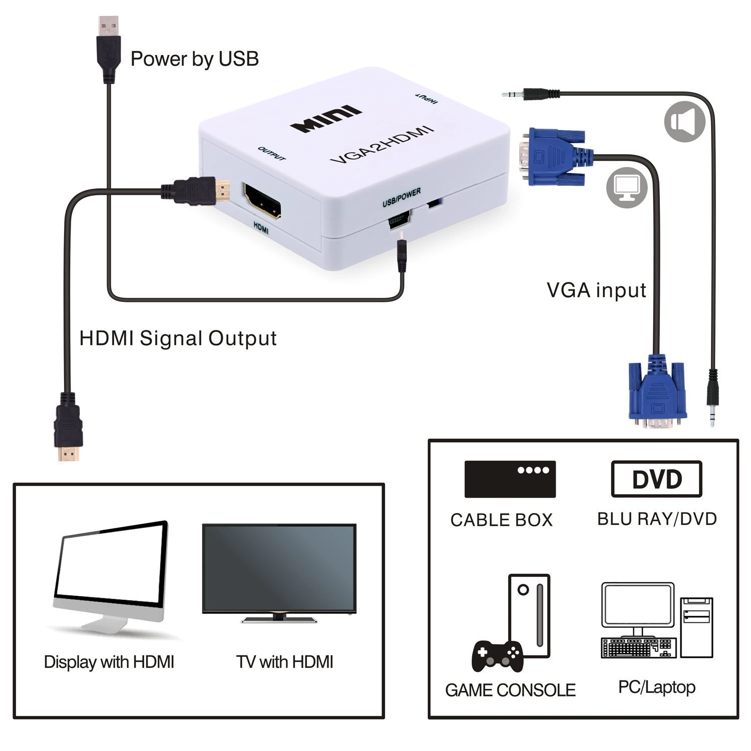 Лучшие предложения HDMI к RCA 1080P К AV 3RCA CVBs композитный видео аудио конвертер адаптер