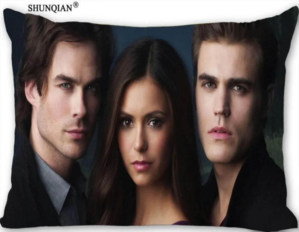 

Hot The Vampire Diaries Rectangle Pillowcase zipper Wedding Custom Pillow Case For Bedroom Pillow Cover(two sides) 17-12.29