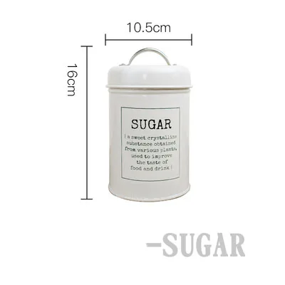 White SUGAR Кухонная герметичная железная коробка для чая, кофе, сахара, банки для хранения, Скандинавия, конфеты, круглая металлическая герметичная банка, контейнер для сухого молока, бутылка - Цвет: White SUGAR