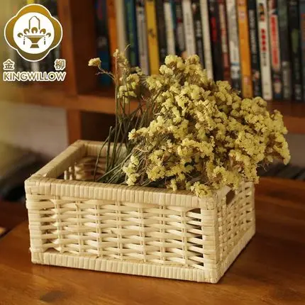 Золотой домашний соломенный плетеный ящик для хранения настольный Liubian тканевый