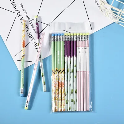 Lot Triangle Cute Wood Pencil With Eraser For School Office Supplies Hb Pencil Stationery Kids Prizes
