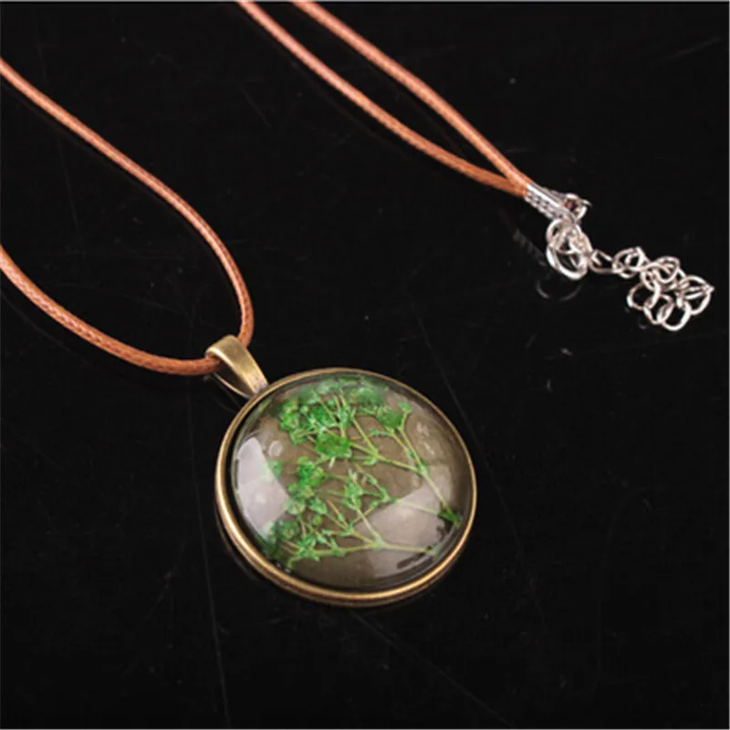 2017 чокер Collares Maxi Веревку Цепи Ожерелье Сухие Цветы Стекло Природный Овальный