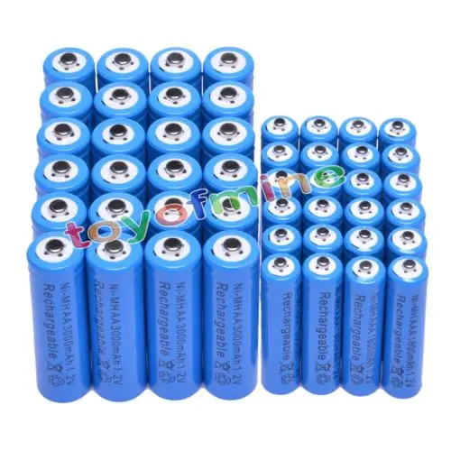 

24x AA 3000mAh +24x AAA 1800mAh 1.2VNi-MH rechargeable battery Blue
