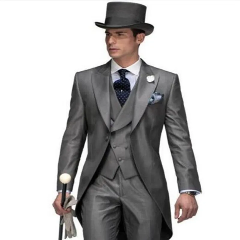 

Custom Made Groom Tuxedos Groomsmen Morning Style 14 Style Best man Peak Lapel Groomsman Men's Wedding Suits (Jacket+Pants+Tie+V