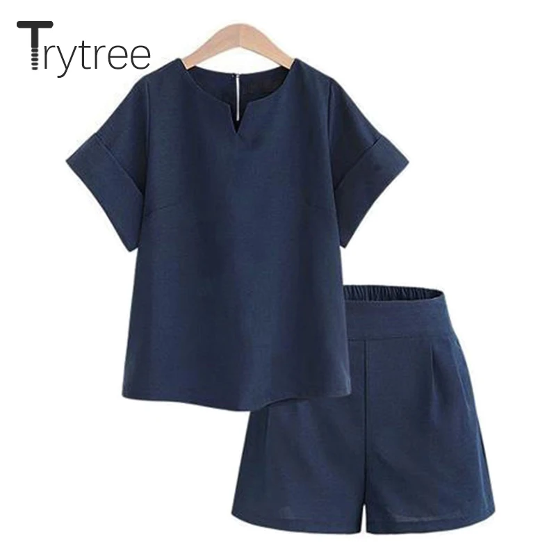 Женский однотонный костюм Trytree повседневный комплект из двух предметов топ и